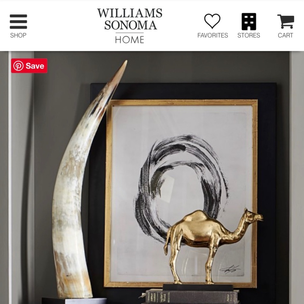 Williams & Sonoma yak horn on black stand